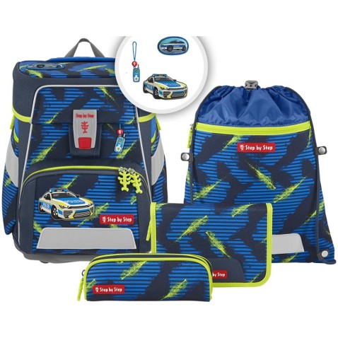 Aktovka pro prvňáčky Step by Step SPACE 5-dílný set Police Car Cody