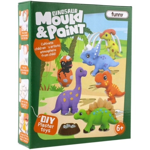 Kreativní sada výroba a malování dinosaura ze sádry s barvami s doplňky