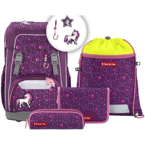 Školní batoh pro prvňáčky GIANT Step by Step Dreamy Unicorn Nuala - 5dílný set