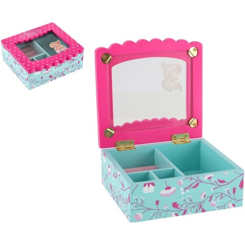 Skříňka šperkovnice Princess odklápěcí vrch dřevo 12,5x12x5x5cm