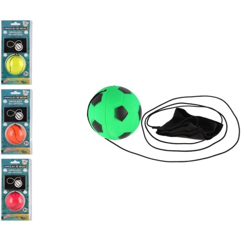 Míček vracející se gumový 6cm 4 druhy v blisteru