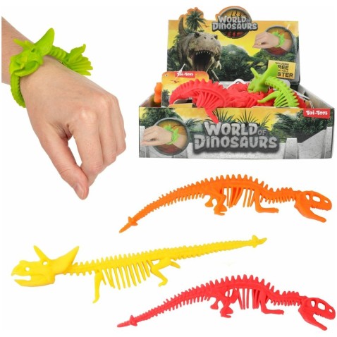 Náramek dinosaurus natahovací mačkací silikon 22cm 4 barvy