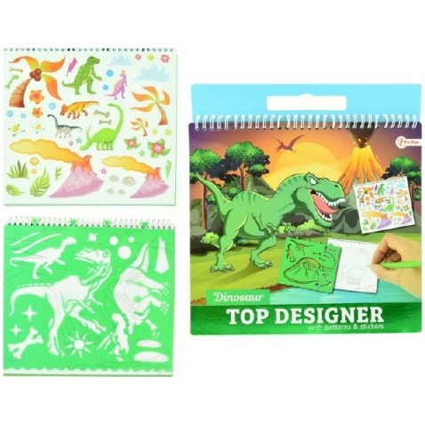 Blok se šablonami s nálepkami dinosaurus