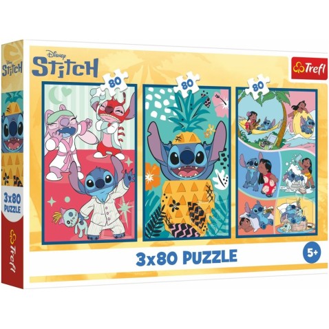 Puzzle 3x80 Lilo&Stitch - Stitchův svět