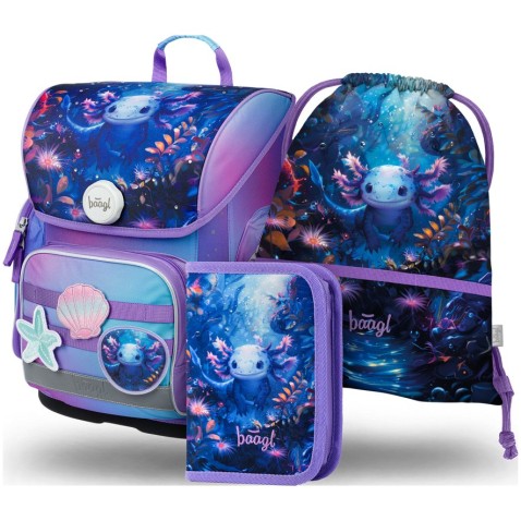 Aktovka do školy Baagl Ergo Axolotl set