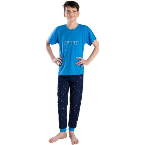Chlapecké pyžamo Bettymode SPORT BLUE tričko krátký rukáv