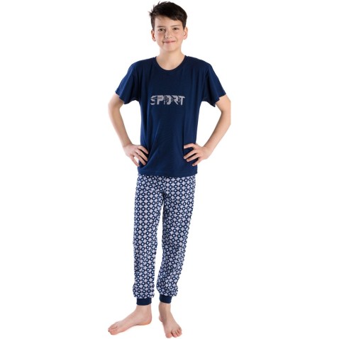 Chlapecké pyžamo Bettymode SPORT DARK BLUE tričko krátký rukáv
