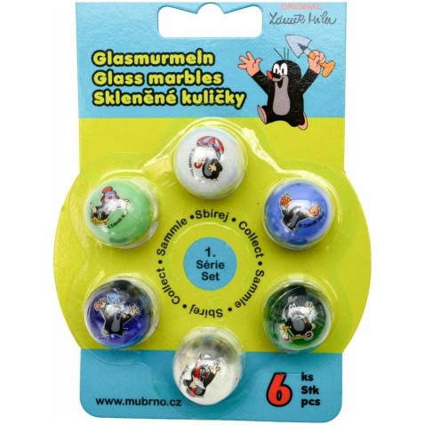 Skleněné kuličky cvrnkací Krteček 6ks