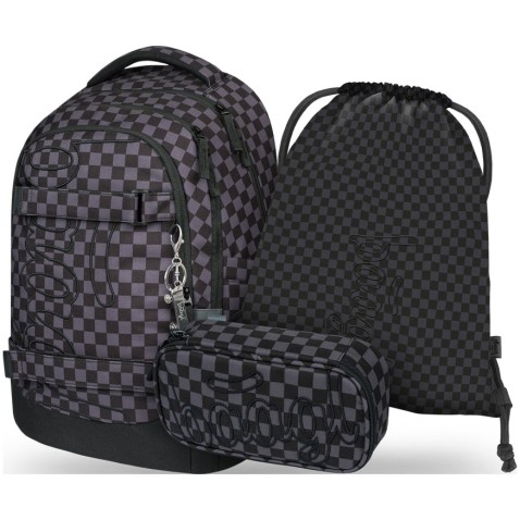 Školní batoh pro 2. stupeň Baagl Skate max SKA šedá: SET batoh, penál, vak