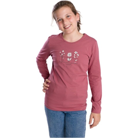 Dívčí tričko Bettymode FLOWERS OLD PINK  dlouhý rukáv