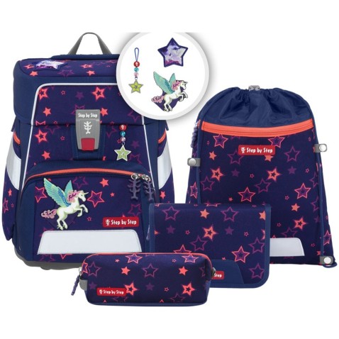 Aktovka do první třídy Step by Step SPACE SHINE Pegasus Night Nuala - 5 dílný set