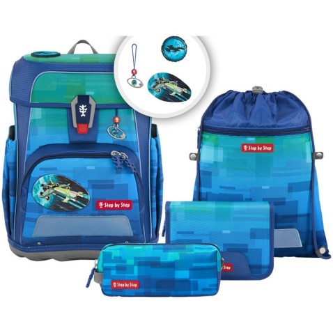 Aktovka pro prvňáky Step by Step CLOUD OCEAN, Space Craft Spike - 5 dílný set