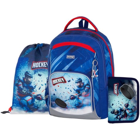 Školní taška pro prvňáčky OXY GO Hokej, 3dílný set