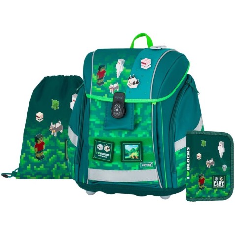 Aktovka pro prvňáky Oxybag PREMIUM LIGHT Playworld set