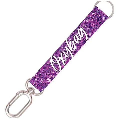 Krátká klíčenka s karabinkou Oxybag Purple glitter