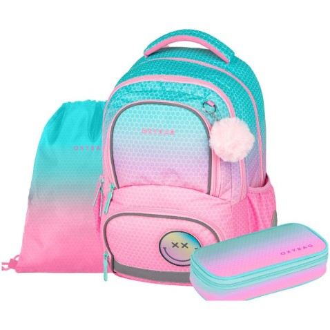 Batoh do školy OXY NEXT Ombre Pink, 3dílný set
