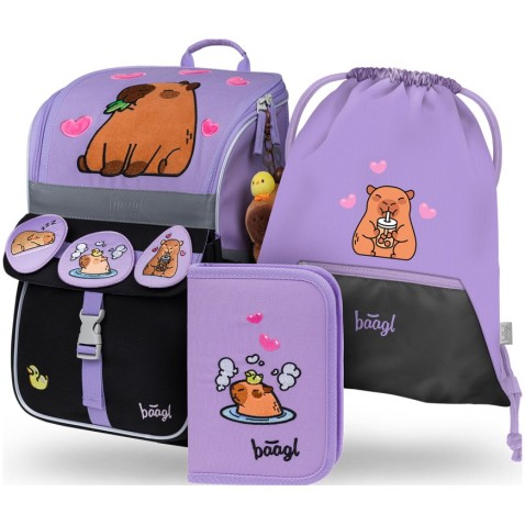 Aktovka do školy Baagl Zippy Kapybara set