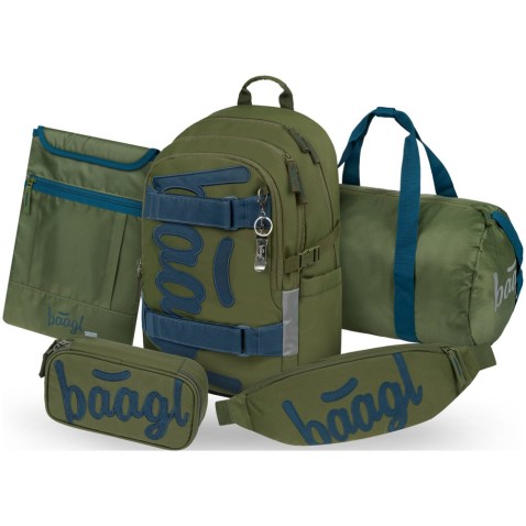 Školní batoh pro 2. stupeň Skate Olive 5dílný set