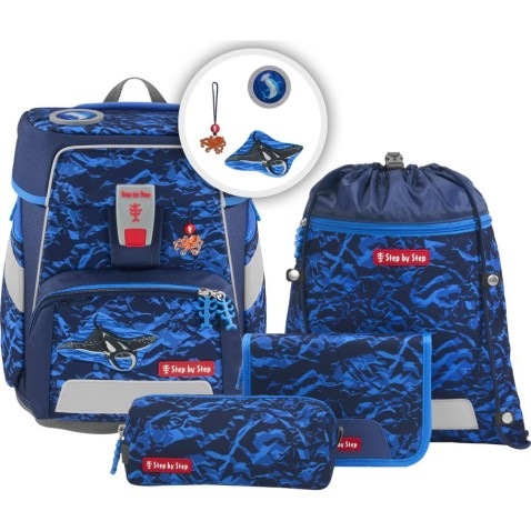 Školní aktovka SPACE pro prvňáčky - 5 dílný set, Step by Step Manta Rio