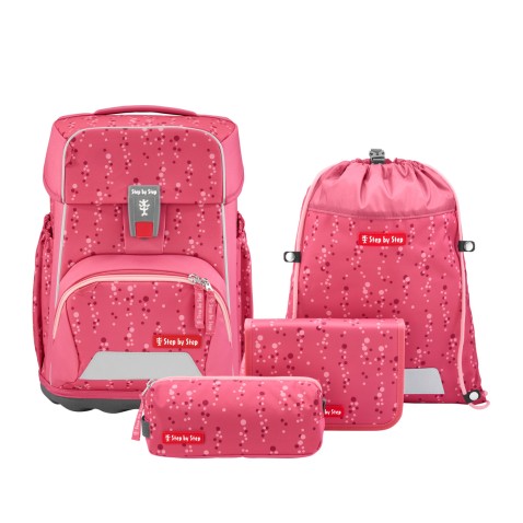 Školní aktovka Step by Step BASIS, Pink Bubbles - 4 dílný set, AGR certifikát