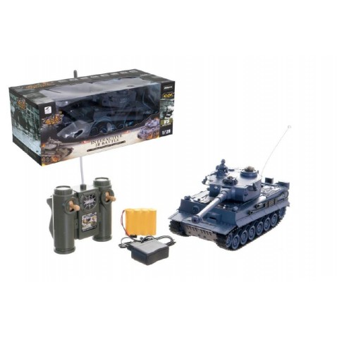 Tank RC plast 33cm TIGER I 27MHz na baterie+dobíjecí pack se zvukem a světlem