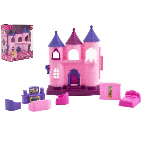Mini domeček/hrad plast 11cm s doplňky