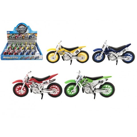 Motorka cross plast 12cm volný chod 4 barvy