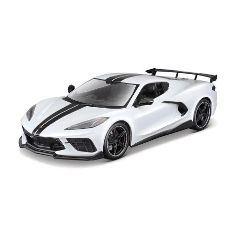 Maisto - 2020 Chevrolet Corvette Stingray Coupe (High Wing), bílá, 1:18