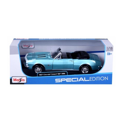 Maisto - 1967 CHEVROLET CAMARO SS 396 CONVERTIBLE, metal tyrkysová, 1:18