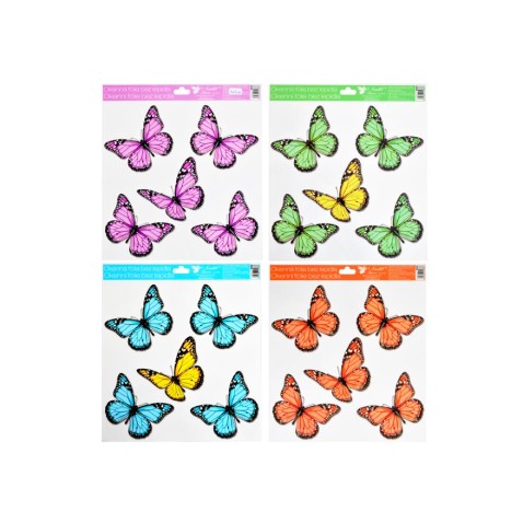 Okenní fólie s glitry Motýli 30x33,5cm