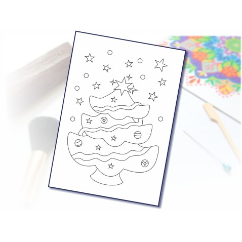 Malování pískem šablona A4 vánoční stromeček 1