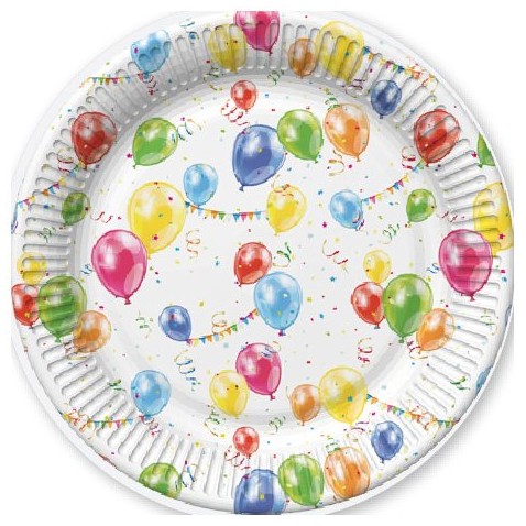 Párty talířky 23 cm balónky, 8 ks