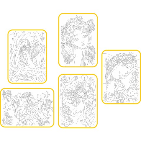 Sada střední VÍLY A4 - Barevné pískování obrázků