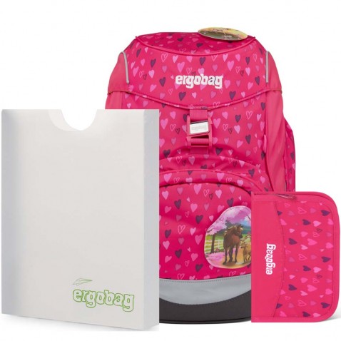 Školní set Ergobag prime Pink hearts batoh+penál+desky