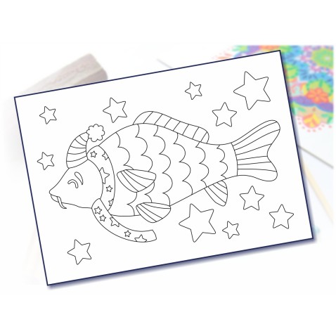 Malování pískem šablona A4 Vánoční kapr