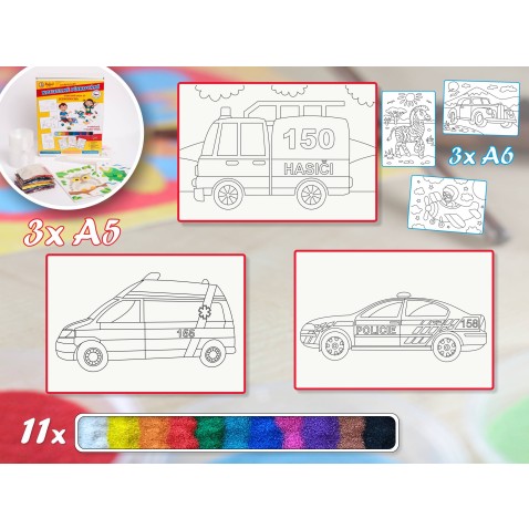 Základní sada  ZÁCHRANÁŘI - Barevné pískování obrázků