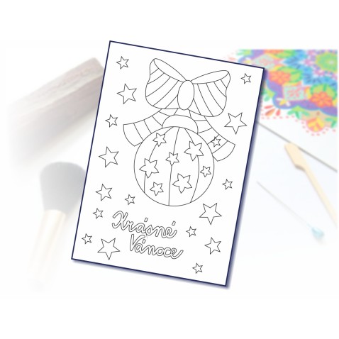 Malování pískem šablona A4 Krásné vánoce baňka