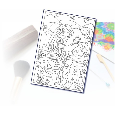 Malování pískem šablona A4 mořská víla na kameni