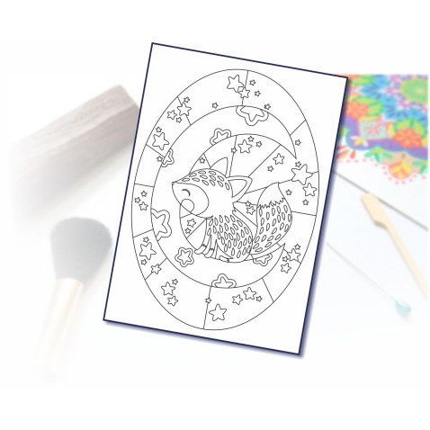 Malování pískem šablona A4 liška na měsíci