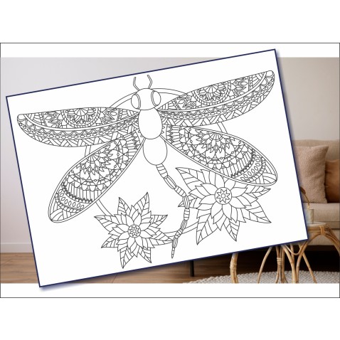 Malování pískem šablona A4 vážka mandalka