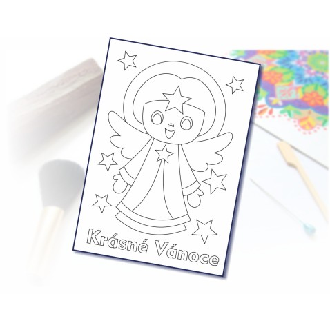 Malování pískem šablona krásné vánoce andělíček A6