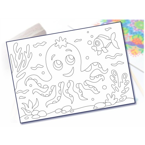 Malování pískem šablona A4 chobotnice