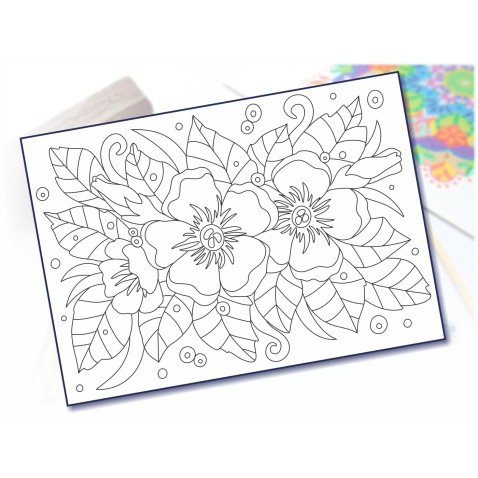 Malování pískem šablona A4 květinky