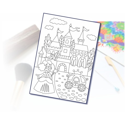 Malování pískem šablona A4 princezna na zámku