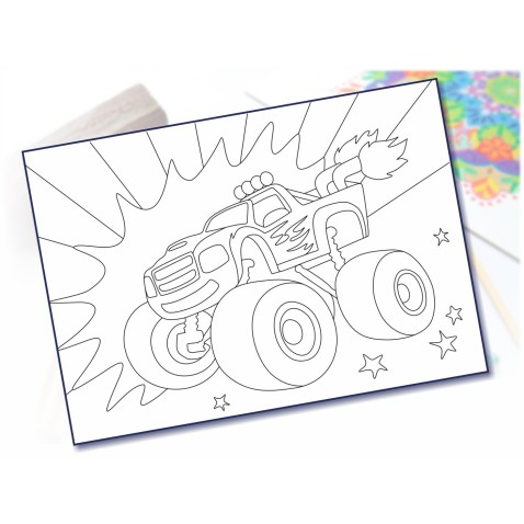 Malování pískem šablona A4 ohnivý monster truck