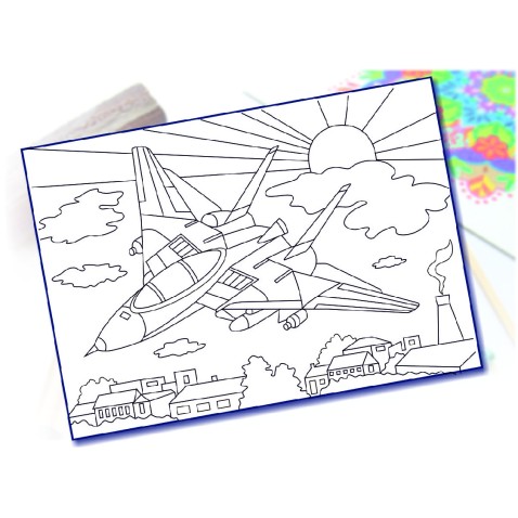 Malování pískem šablona A4 stíhačka