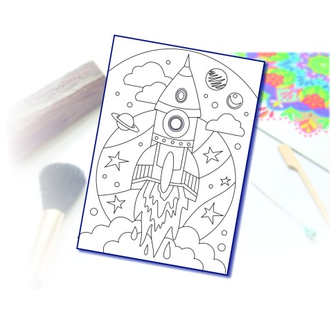 Malování pískem šablona A4 raketa do vesmíru