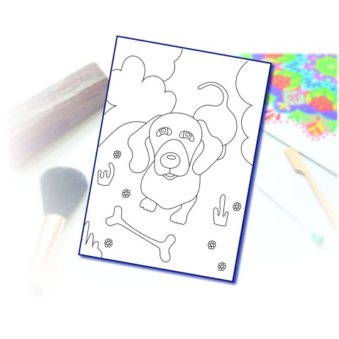 Malování pískem šablona A4 jezevčík s kostí