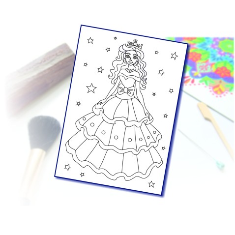 Malování pískem šablona A4 princezna ve hvězdách
