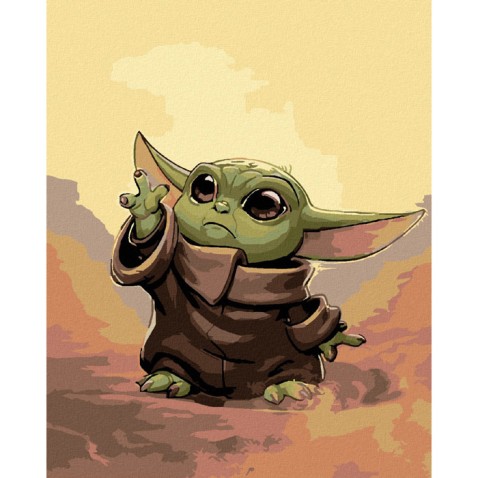 Diamantové malování - BABY YODA na rámu 40x50 cm